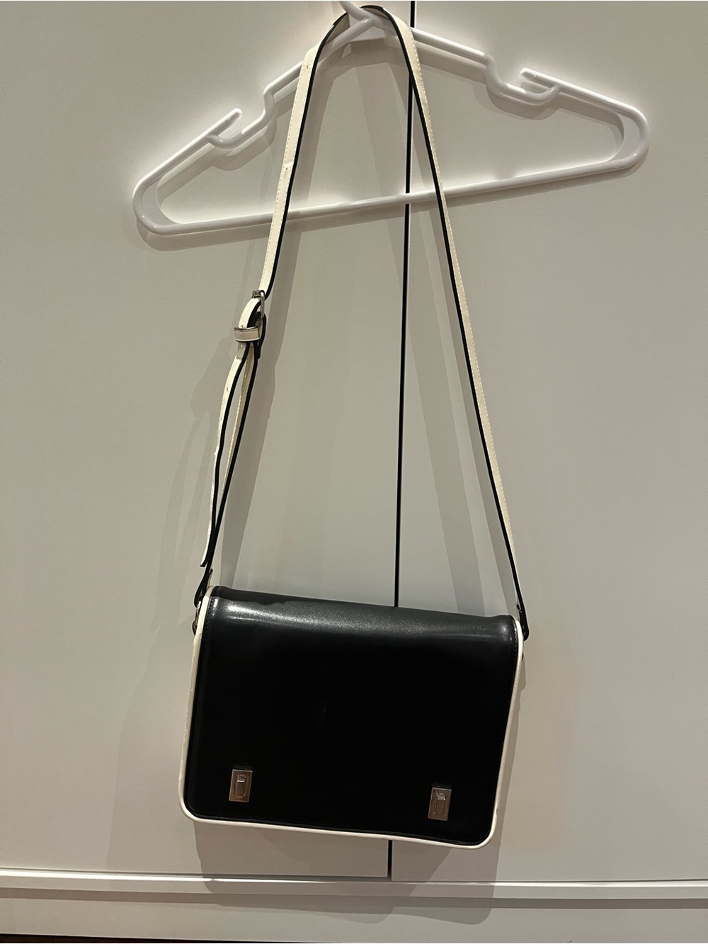 Black and White Contrast Crossbody Bag - Women's Shoulder Bag